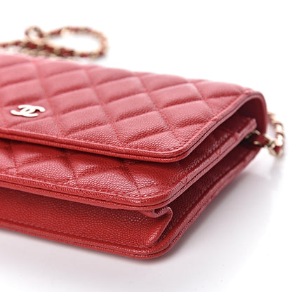 Chanel Caviar Quilted Wallet on Chain WOC Red 10 of 12