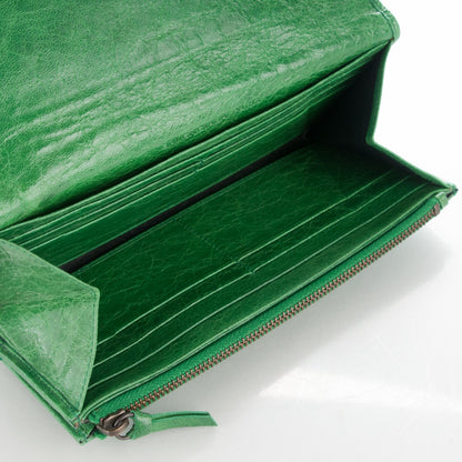 Balenciaga Agneau Classic Hardware Money Wallet Vert Poker 5 of 6