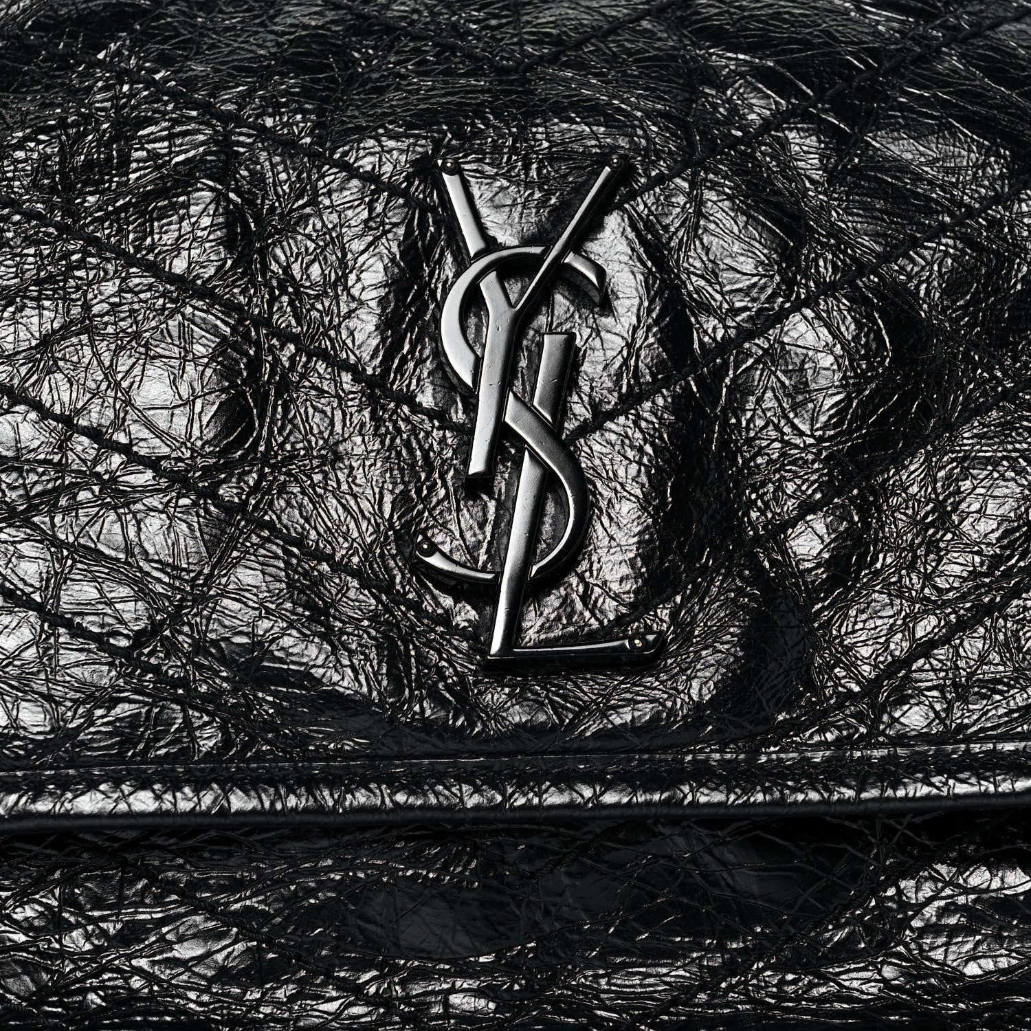 Saint Laurent Crinkled Calfskin Matelasse Monogram Medium Niki Chain Satchel Black 7 of 12