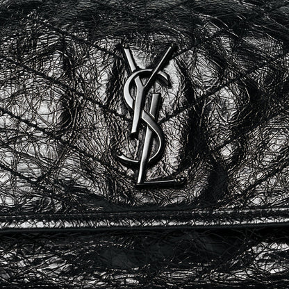 Saint Laurent Crinkled Calfskin Matelasse Monogram Medium Niki Chain Satchel Black 7 of 12