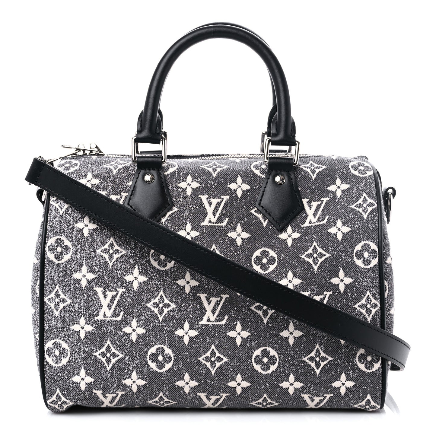 Denim Monogram Jacquard Speedy Bandouliere 25 Black