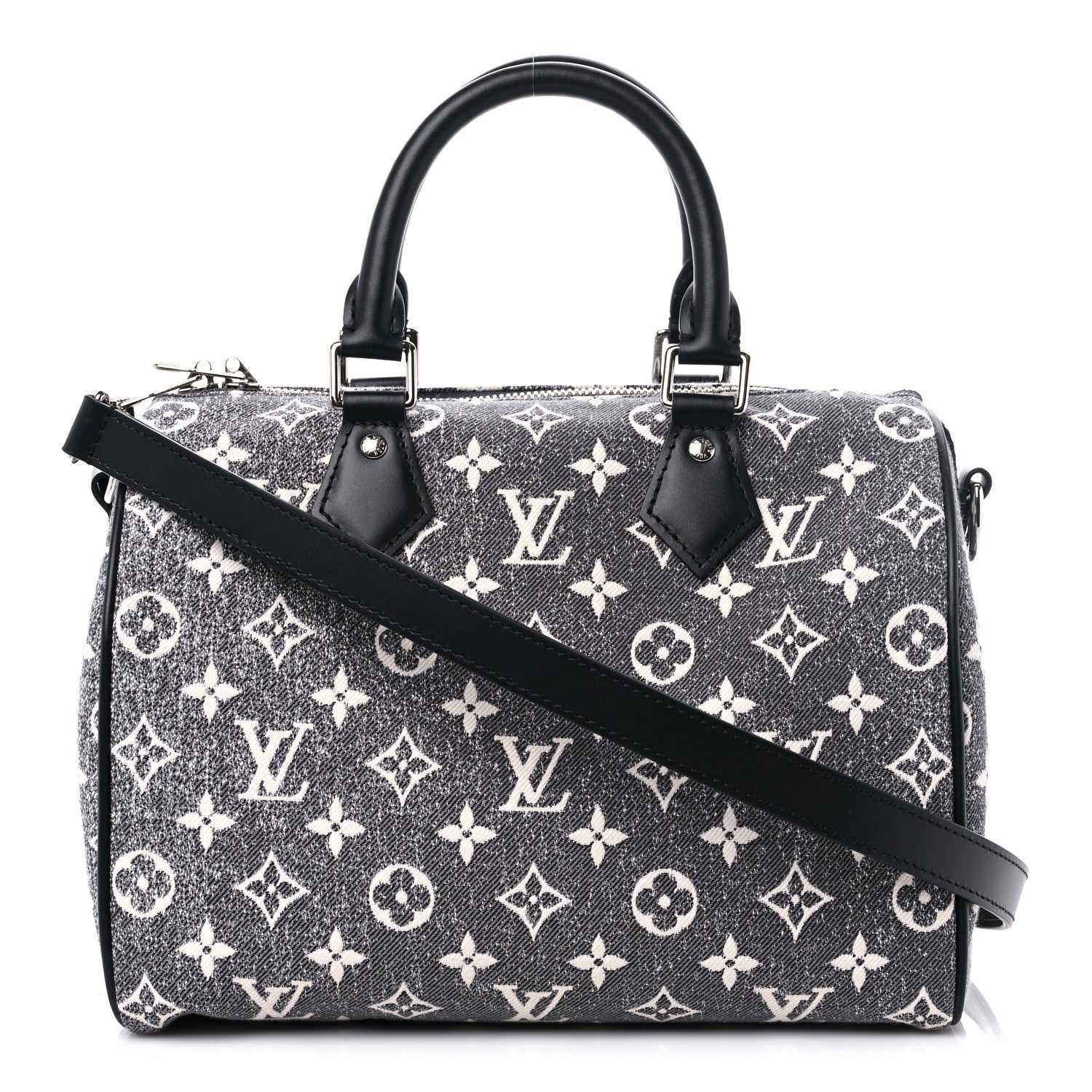Louis Vuitton Denim Monogram Jacquard Speedy Bandouliere 25 Black 1 of 10