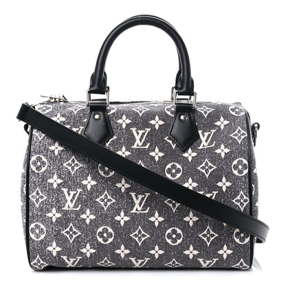 Louis Vuitton Denim Monogram Jacquard Speedy Bandouliere 25 Black 1 of 10