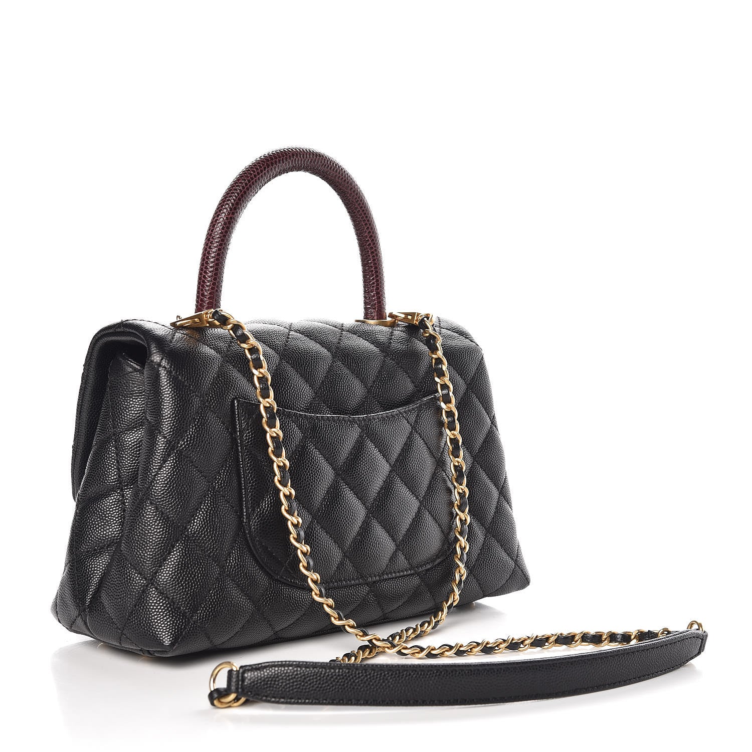 Chanel Caviar Lizard Quilted Mini Coco Handle Flap Black 4 of 9