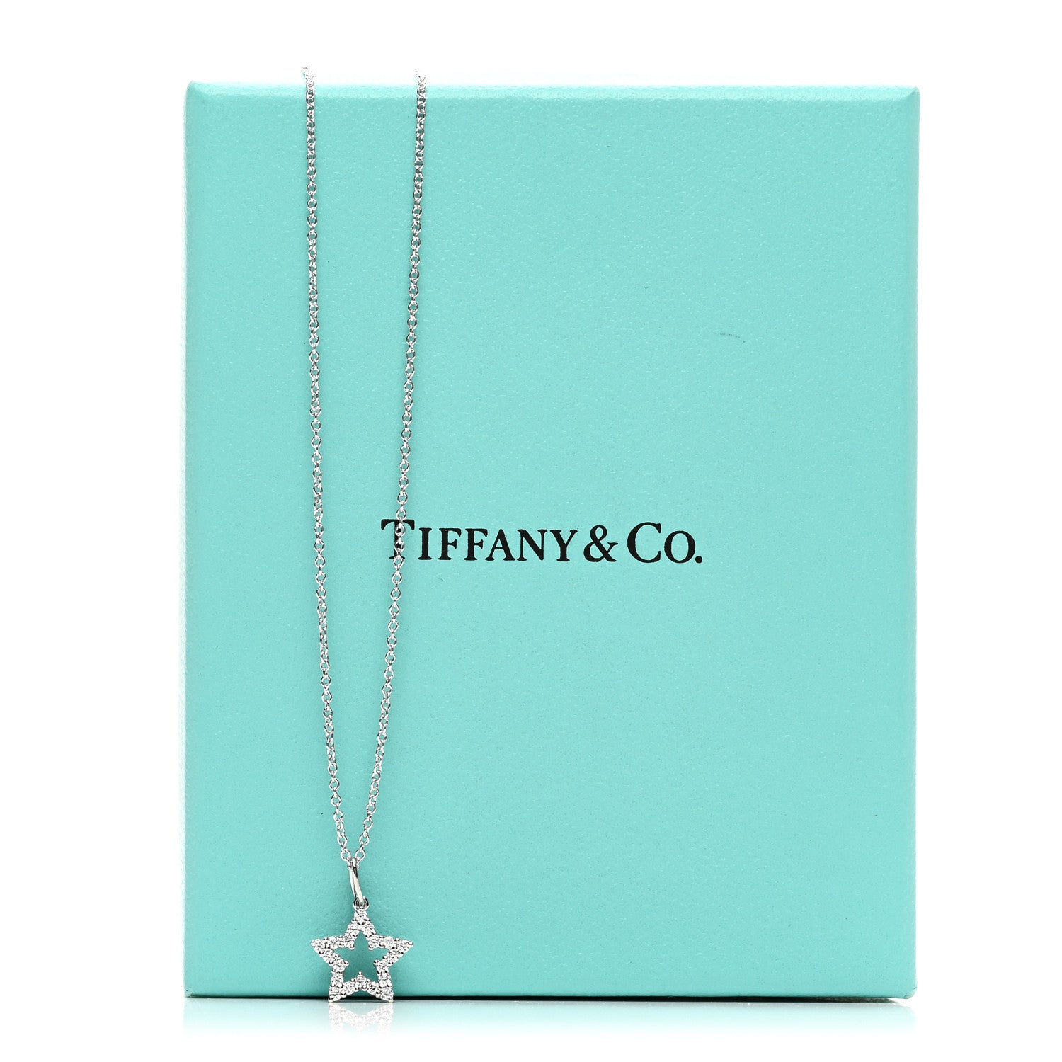 Tiffany Platinum Diamond Star Pendant Necklace 5 of 5