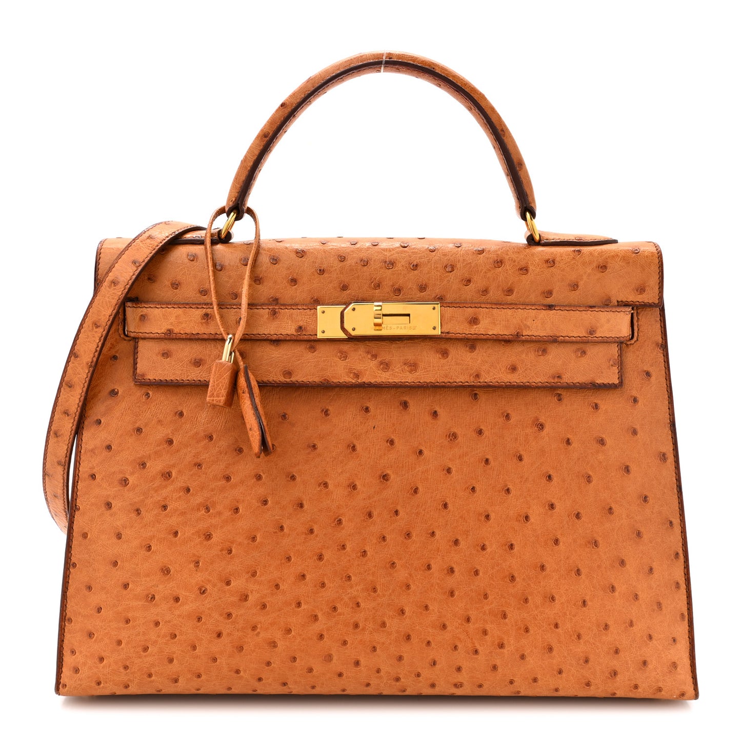 Ostrich Kelly Sellier 32 Gold