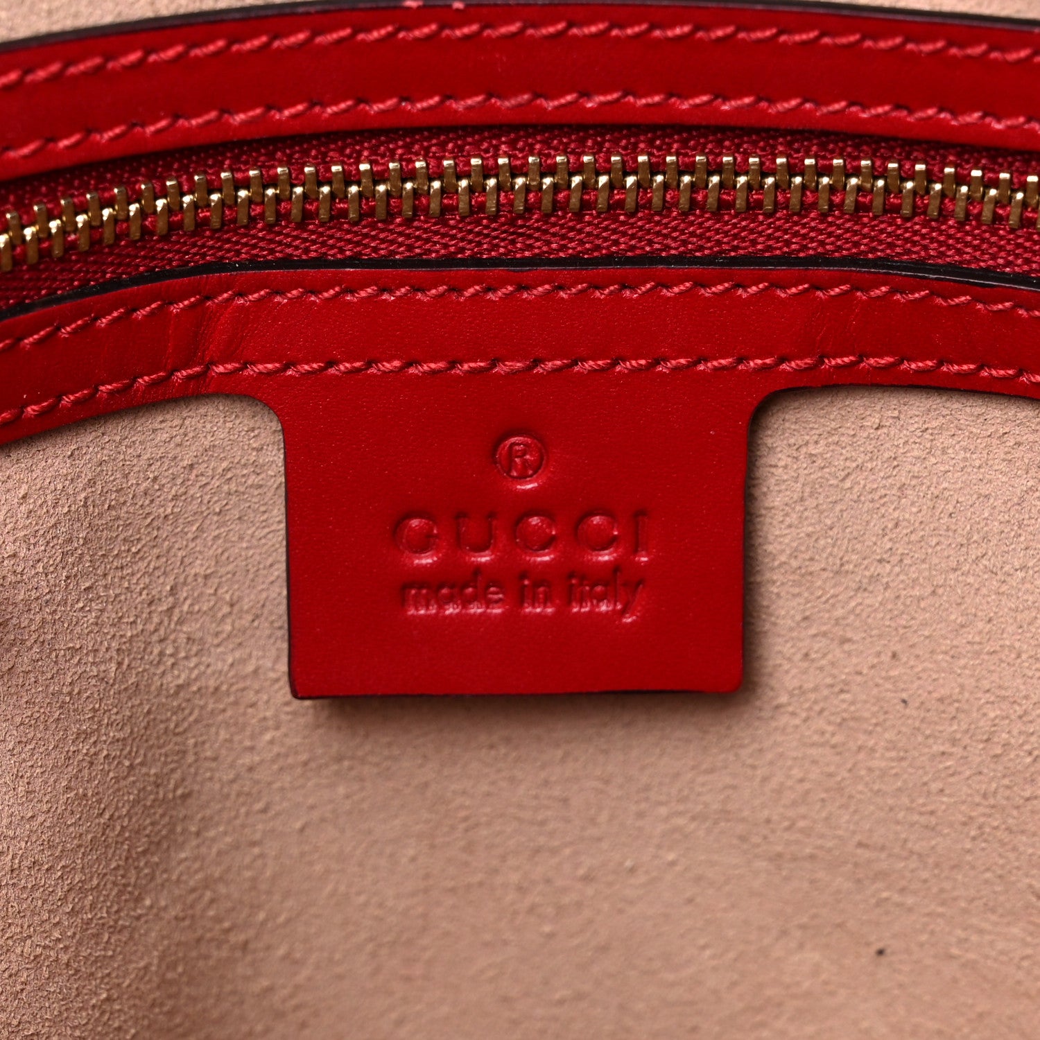 Gucci Guccissima Small Zippered Bucket Tote Hibiscus Red 6 of 20