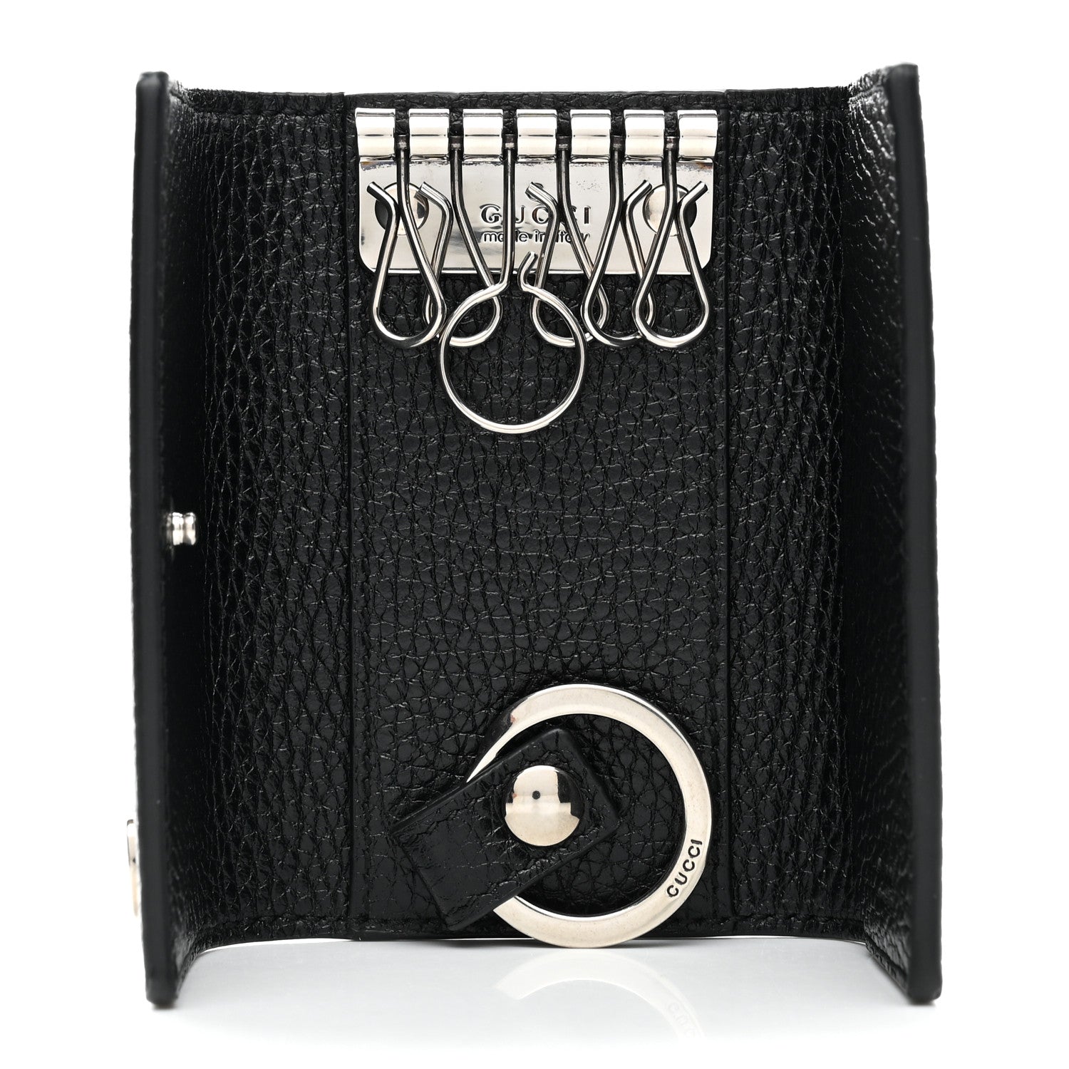 Gucci Pebbled Calfskin Dorian 6 Key Holder Case Black 5 of 8