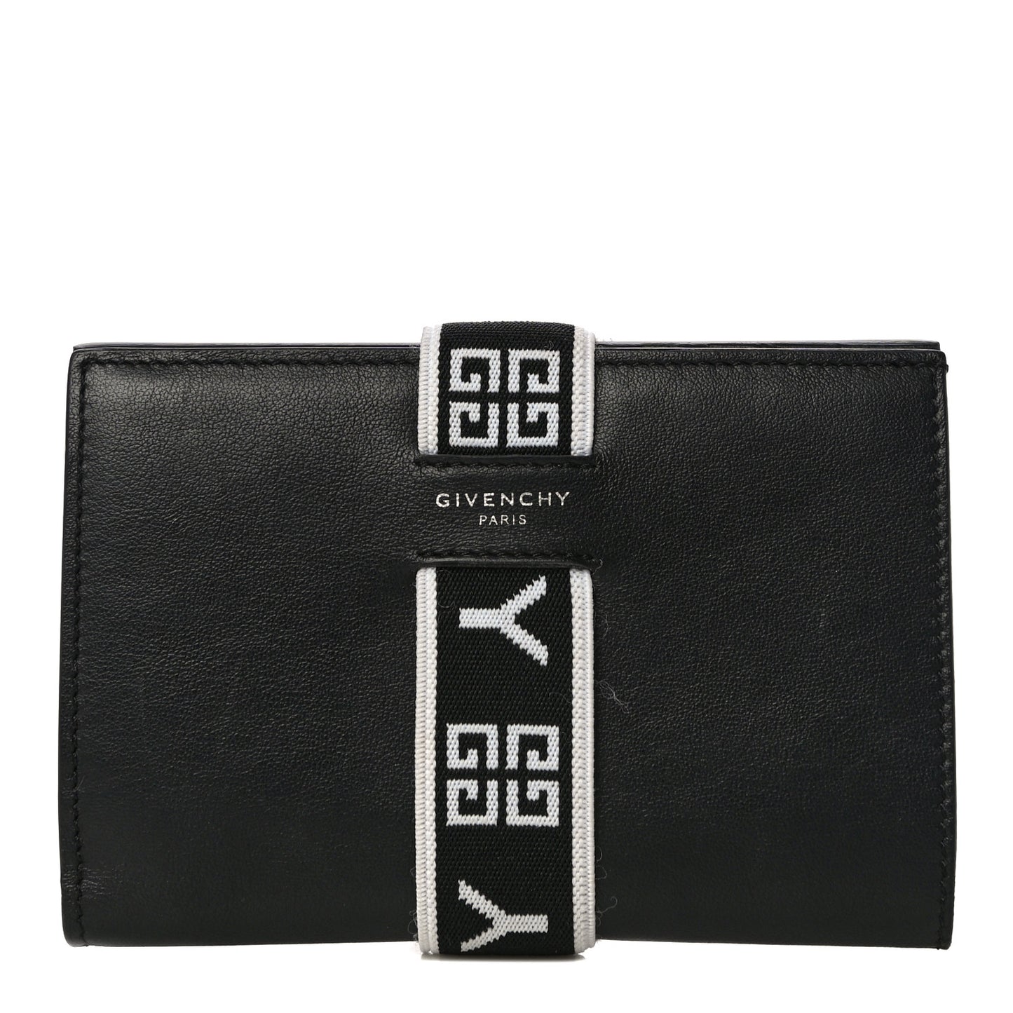 Calfskin Elastic Panel Card Case Black