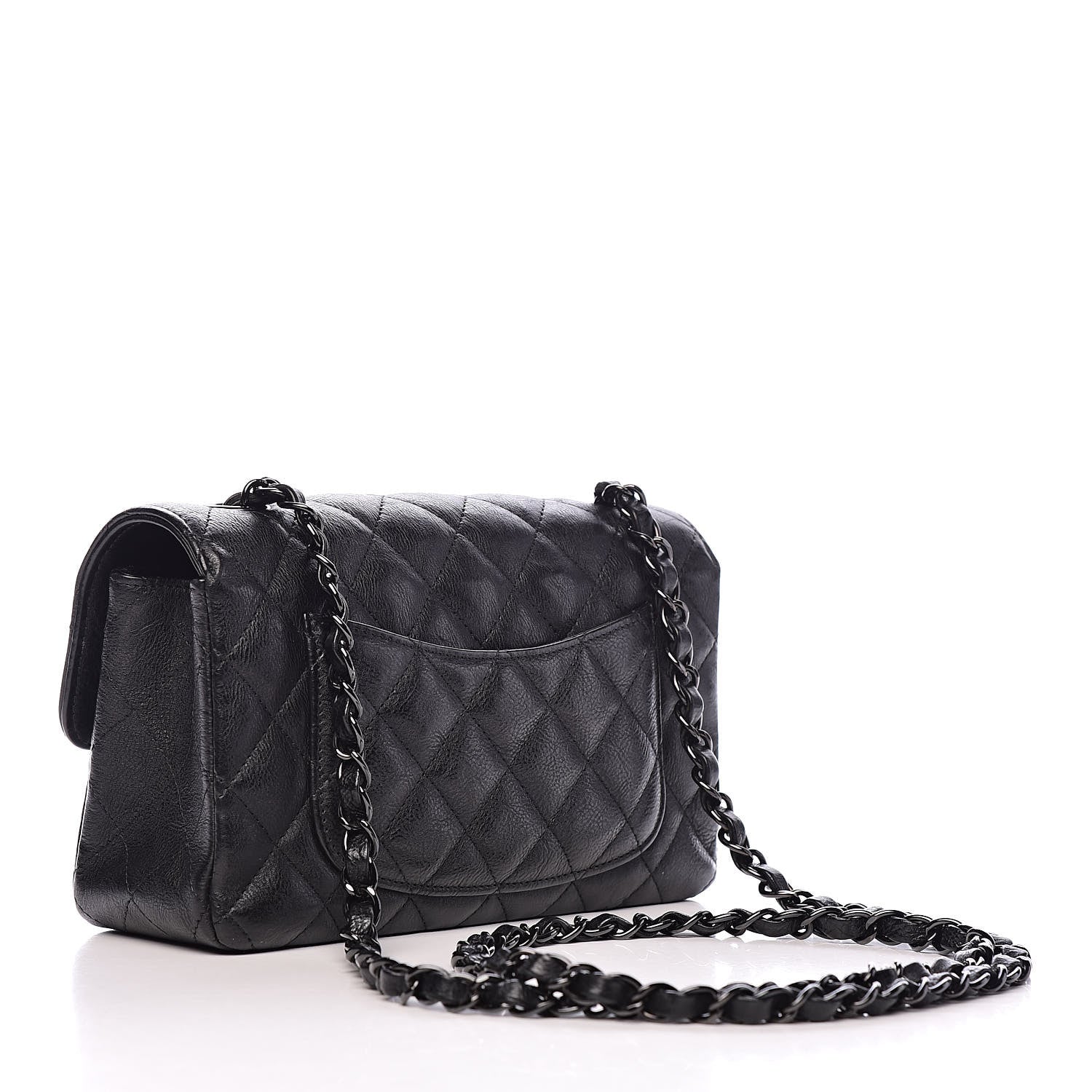 Chanel Crumpled Calfskin Quilted Mini Rectangular Flap So Black 3 of 10