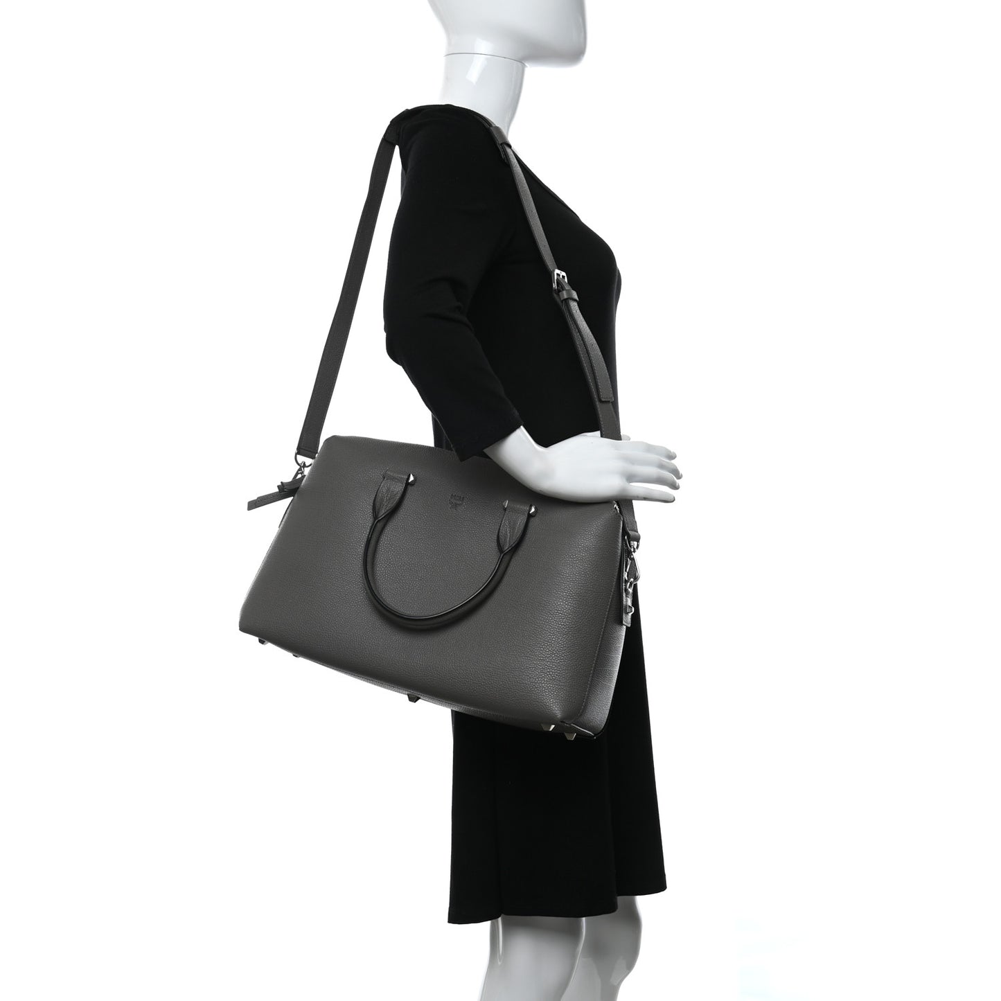 Grained Calfskin Large Ella Boston Grey