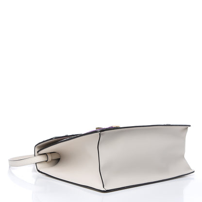 Gucci Calfskin Embroidered Medium Sylvie Top Handle Bag White 4 of 11
