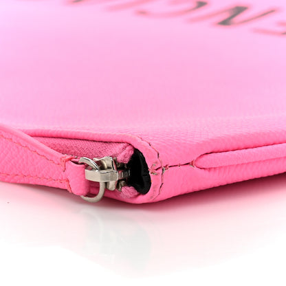 Balenciaga Calfskin Logo Large Zip Pouch Acid Pink 10 of 11