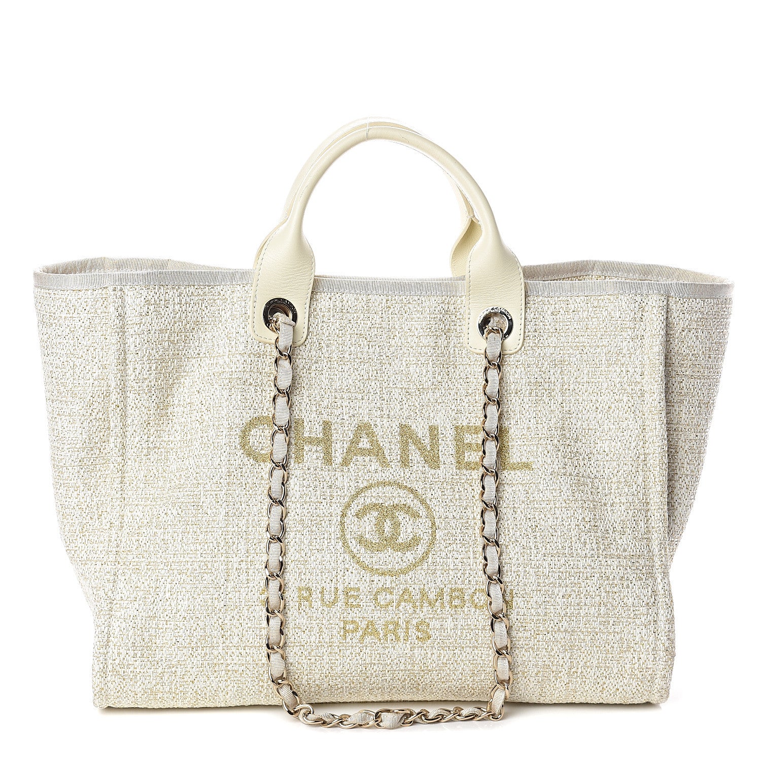 Chanel Canvas Medium Deauville Tote Ivory 1 of 9