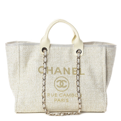 Chanel Canvas Medium Deauville Tote Ivory 1 of 9