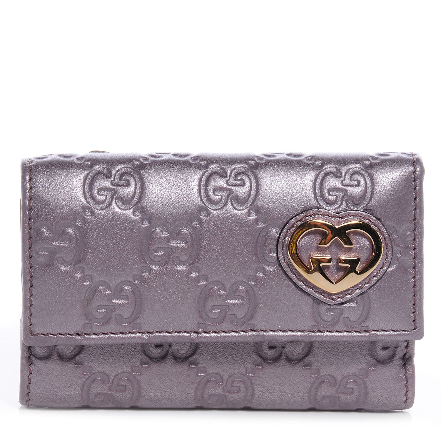 Gucci Metallic Soft Guccissima Lovely 6 Key Holder Wallet Senanque 1 of 7