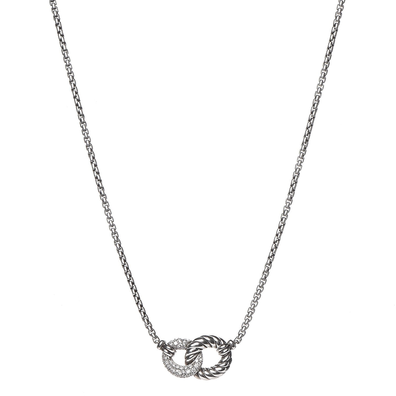 David Yurman Sterling Silver Diamond Belmont Pendant Necklace 1 of 7