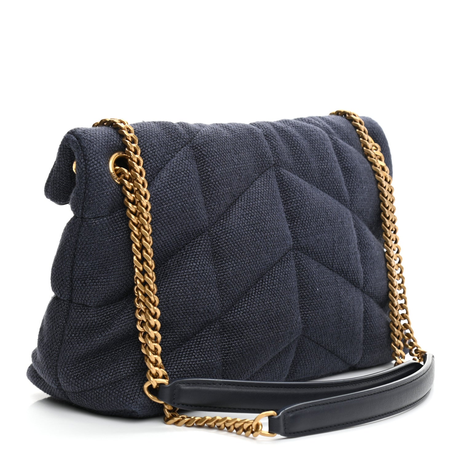 Saint Laurent Canvas Quilted Small Loulou Puffer Monogram Chain Satchel Marine 3 of 8