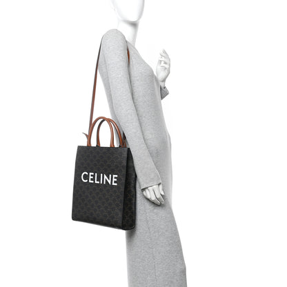 Celine Triomphe Canvas Calfskin Small Vertical Cabas Tan 2 of 11