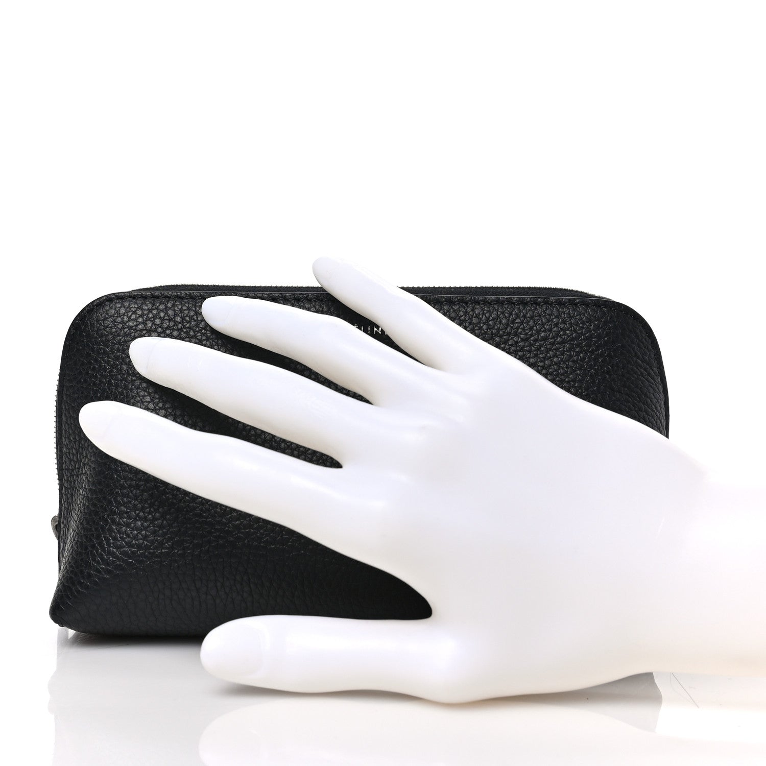 Celine Textured Calfskin Cosmetic Pouch Bag Black 2 of 8
