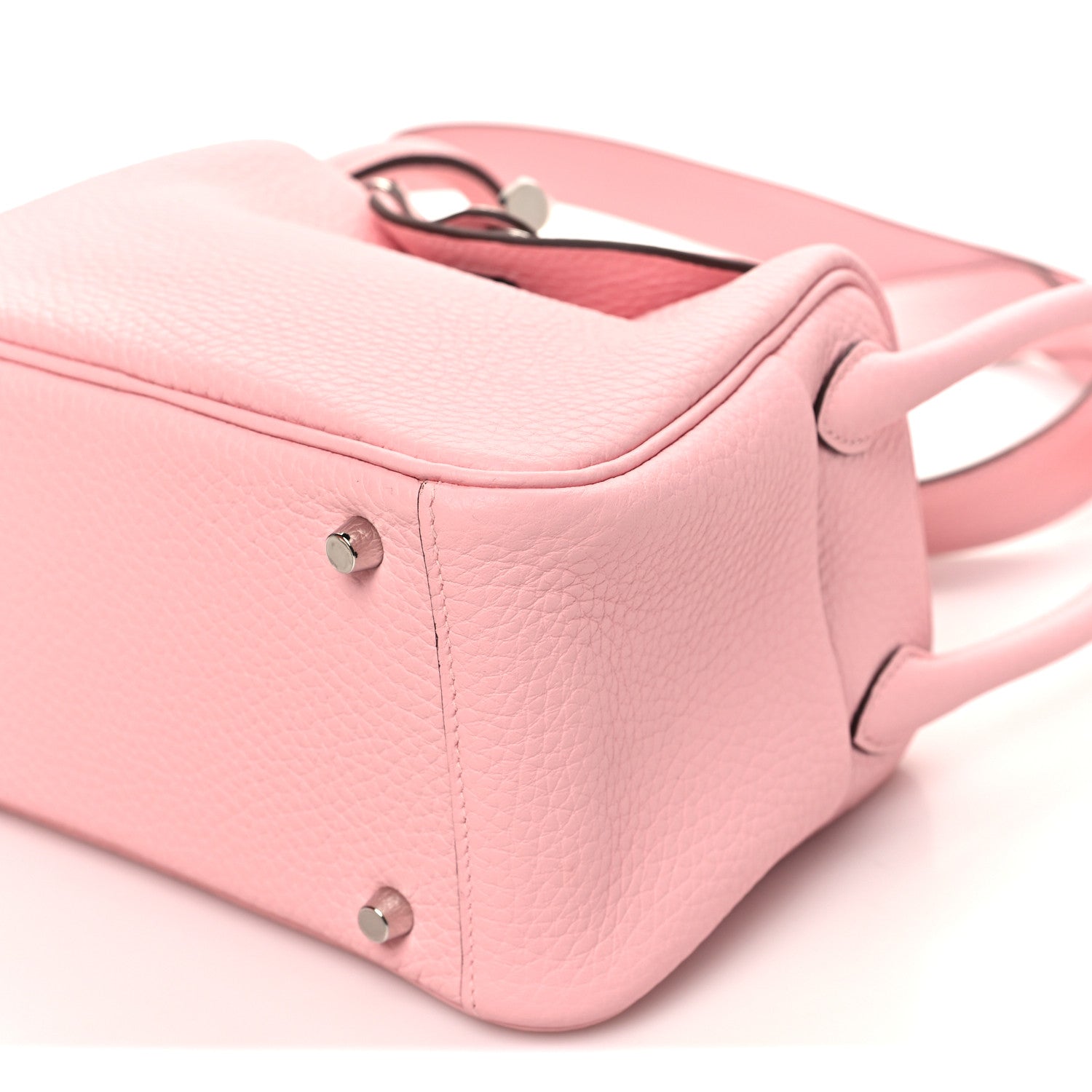 Hermes Taurillon Clemence Verso Mini Lindy 20 Rose Sakura Gris Perle 10 of 11