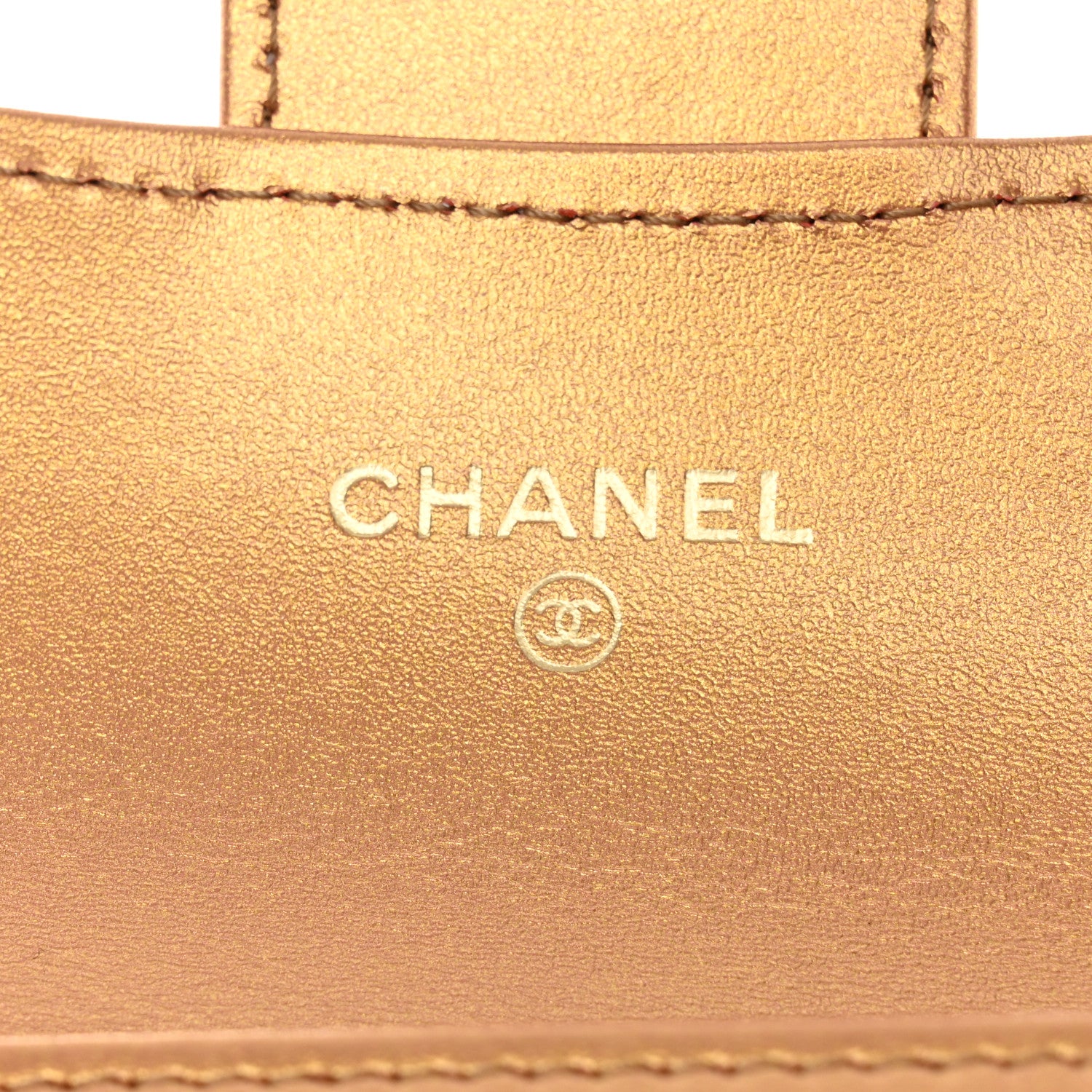 Chanel Metallic Lambskin Quilted Flap Card Holder Wallet Golden 6 of 10