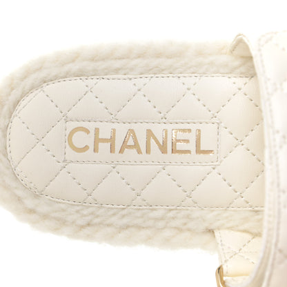 Chanel Cord Lambskin Quilted Logo Mules 42 Ivory 9 of 10