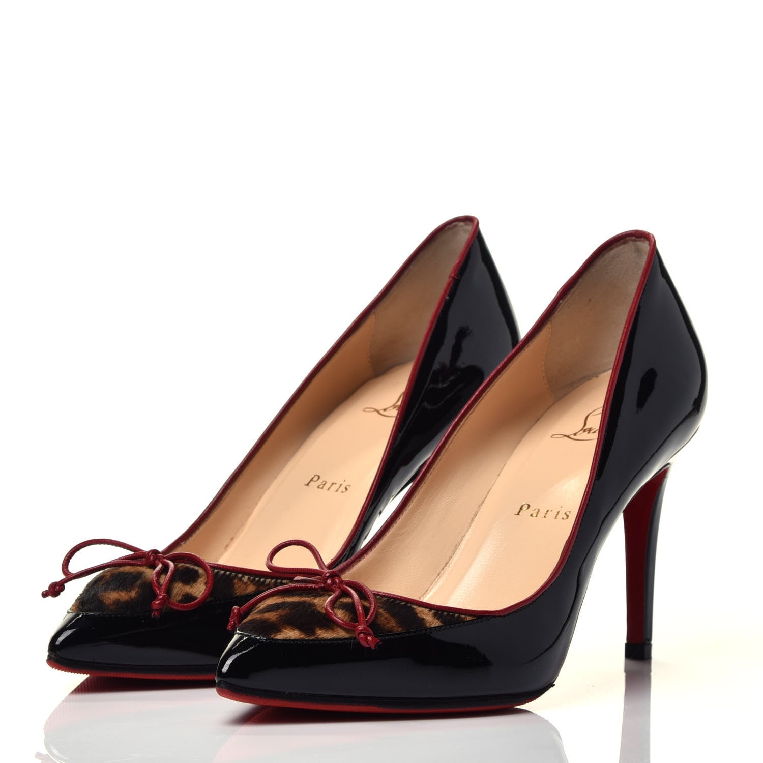 Christian Louboutin Patent Calf Hair Leopard Print Pump 37 Black 3 of 8