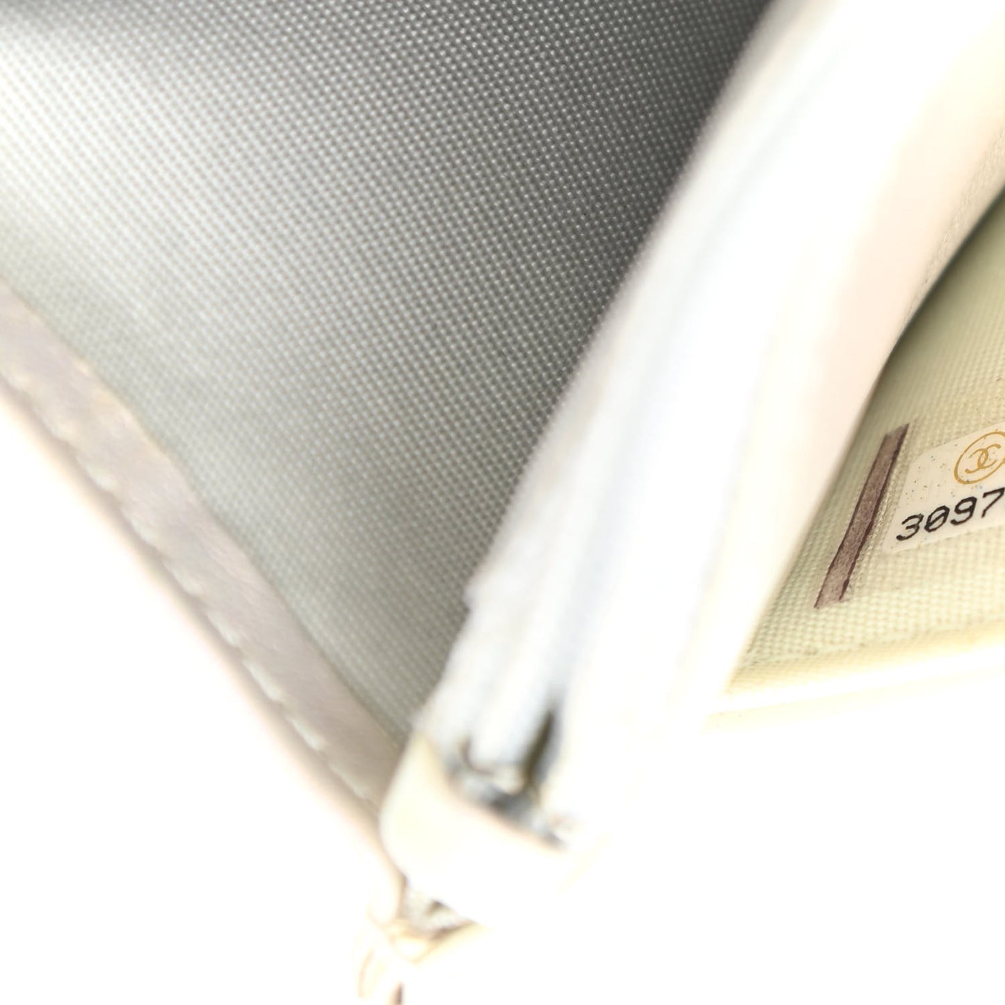 Iridescent Calfskin Quilted Chanel 19 Wallet On Chain WOC White