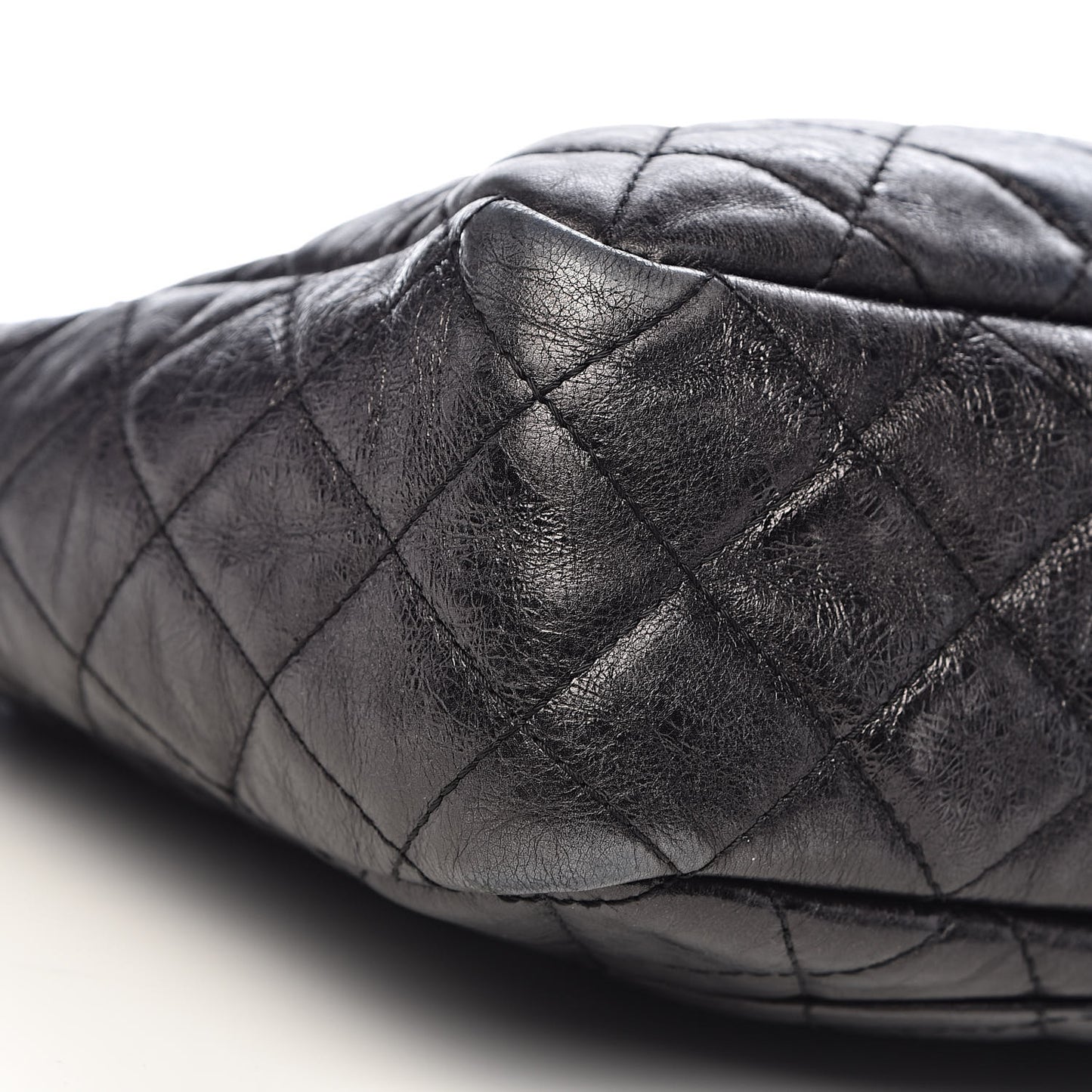 Metallic Aged Calfskin Quilted Large Reissue Camera Case Black