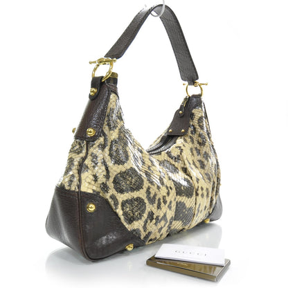Gucci Python Medium Jockey Hobo 2 of 10