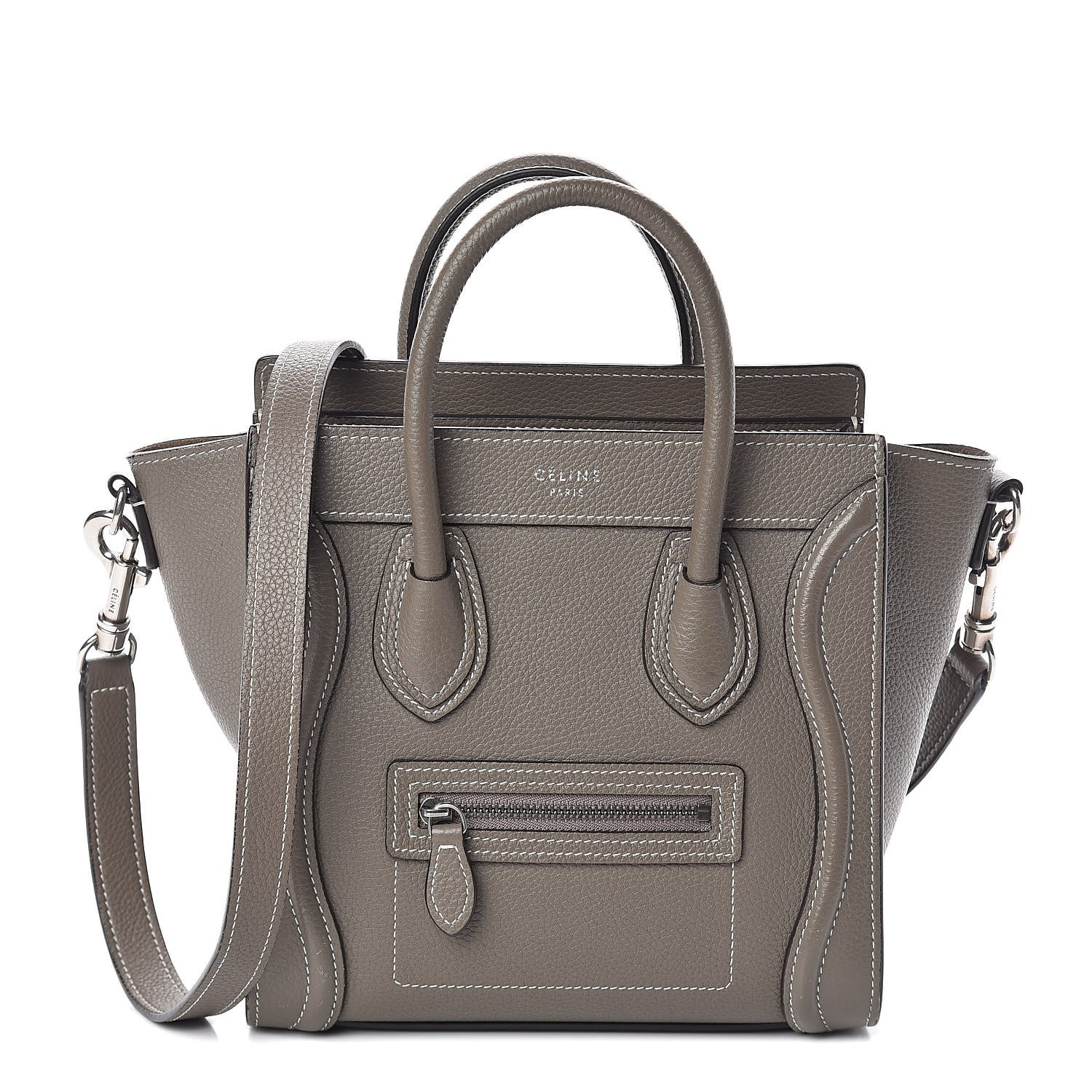 Celine Drummed Calfskin Nano Luggage Souris 1 of 9