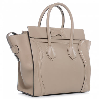 Celine Drummed Calfskin Mini Luggage Dune 3 of 8
