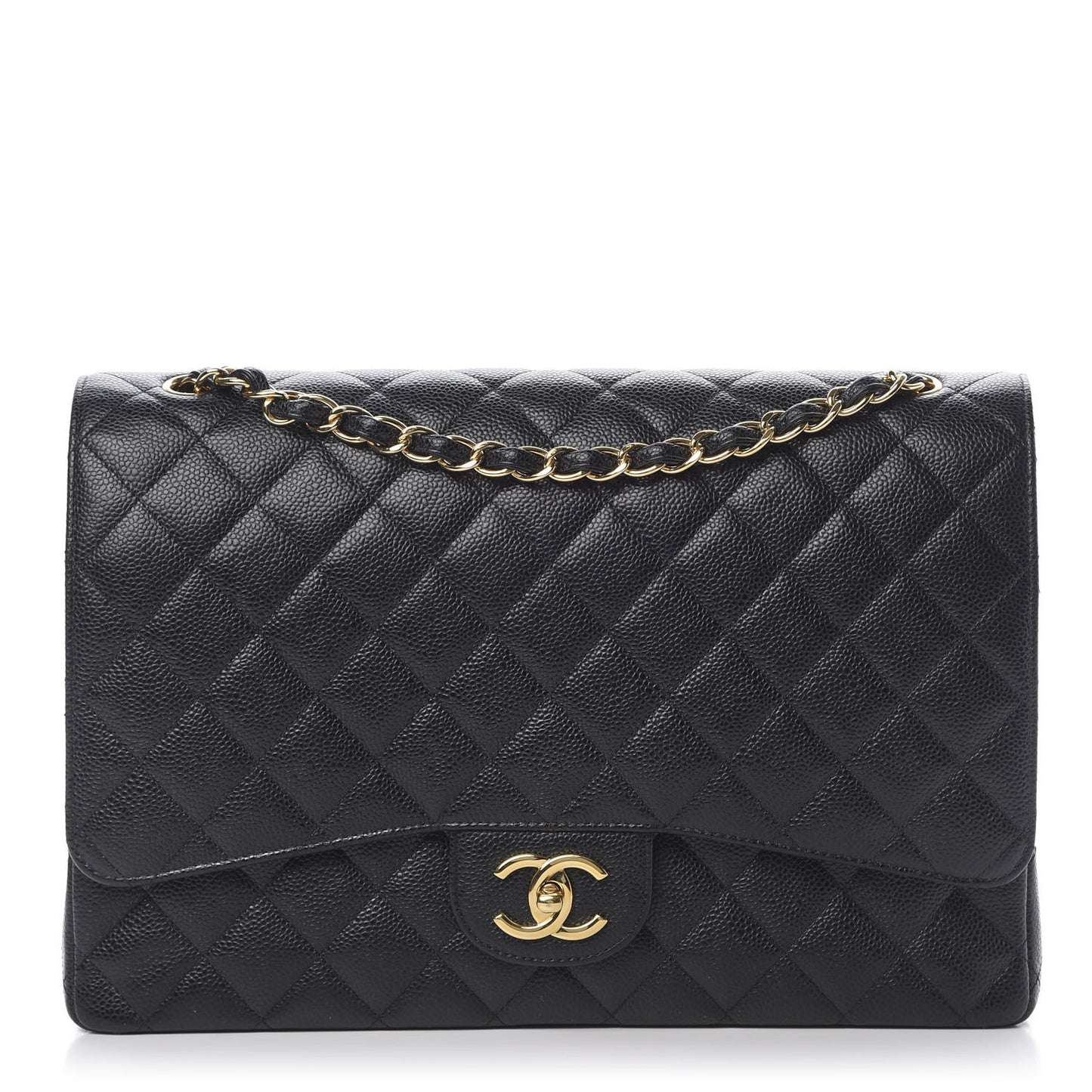 Caviar Quilted Maxi Double Flap Black