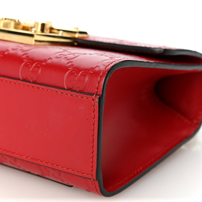 Gucci Guccissima Small Padlock Shoulder Bag Hibiscus Red 10 of 11