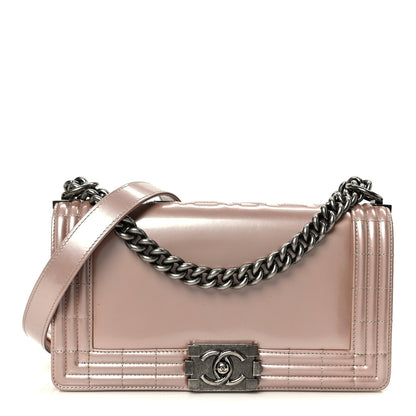 Chanel Iridescent Glazed Calfskin Medium Boy Flap Light Pink 1 of 10