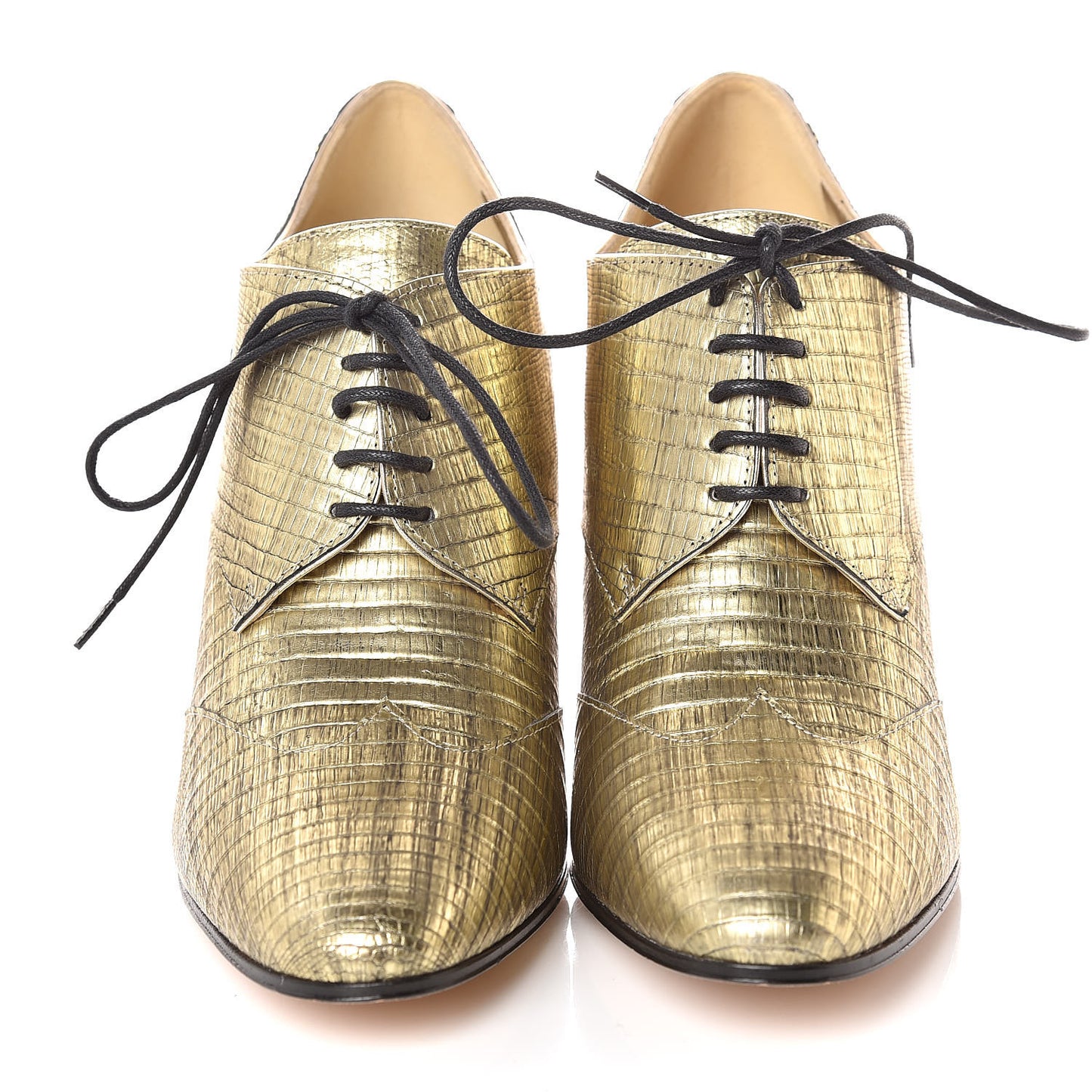 Lizard Lace Up Ankle Boots 39.5 Gold