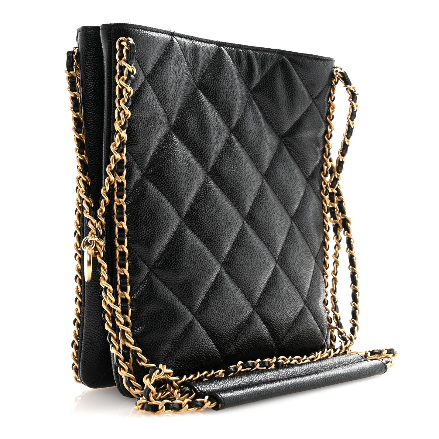 Caviar Quilted Mini Never Ending Chain Tote Black