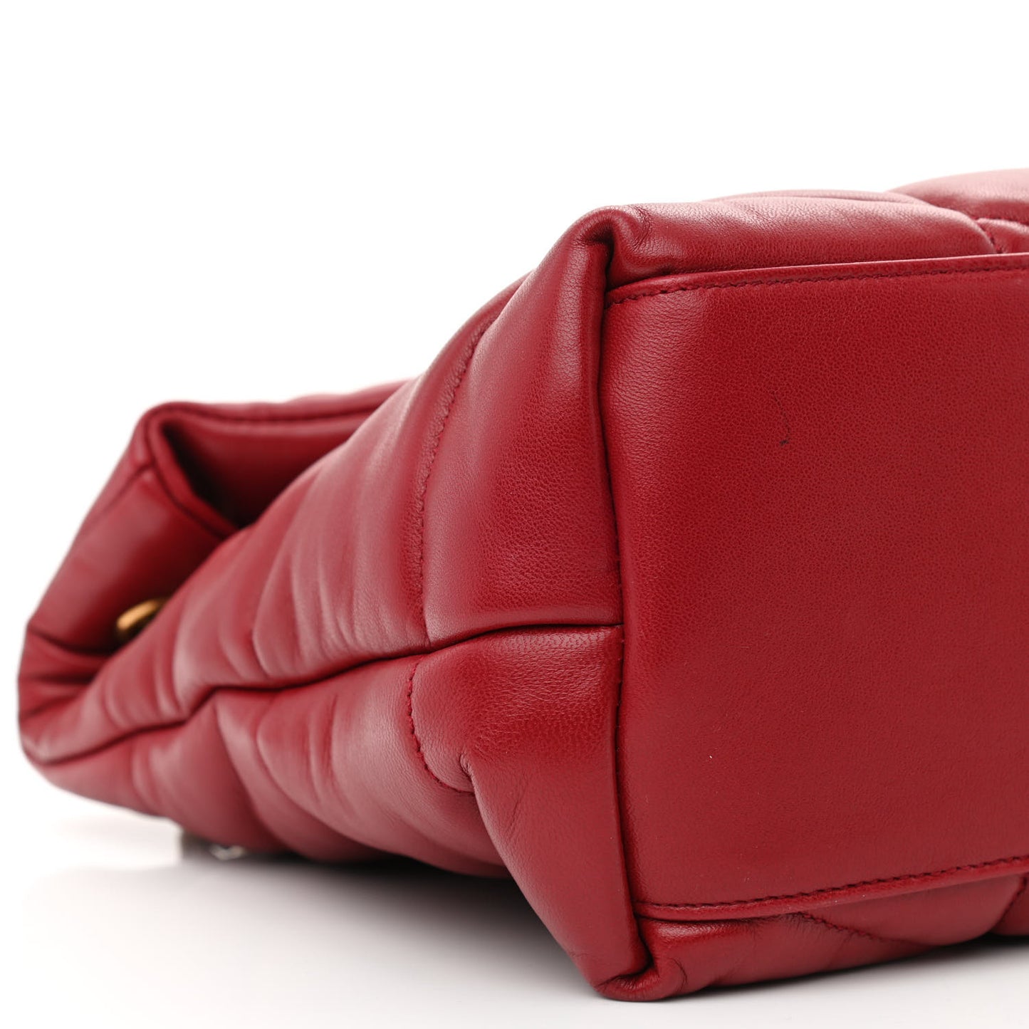 Lambskin Quilted Medium Loulou Puffer Monogram Chain Satchel Opyum Red