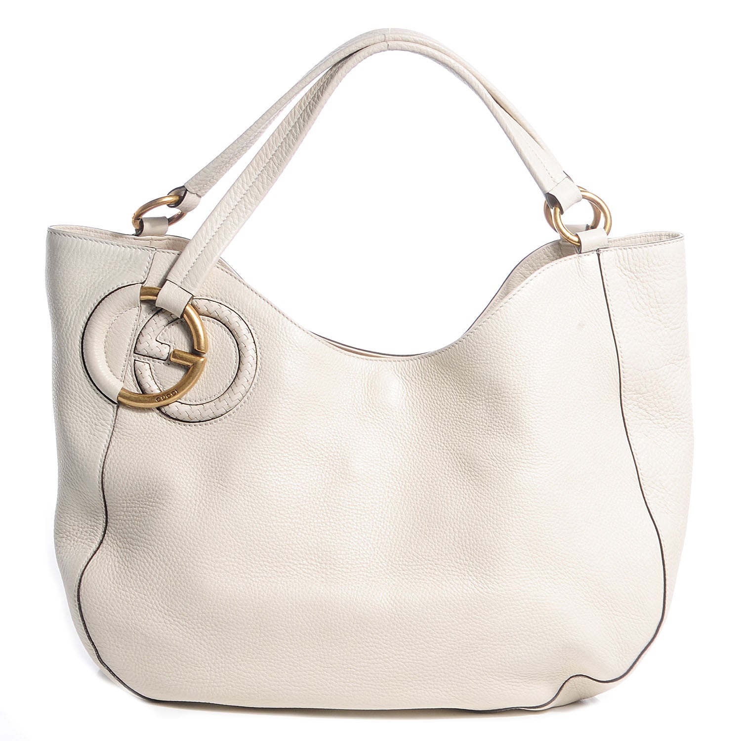 Gucci Pebbled Calfskin Twill Medium Shoulder Bag White 1 of 7