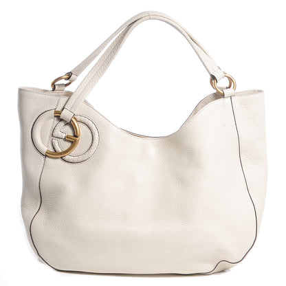 Gucci Pebbled Calfskin Twill Medium Shoulder Bag White 1 of 7