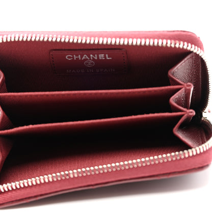 Chanel Lambskin Quilted Zip Around Coin Purse Wallet Burgundy 5 of 8