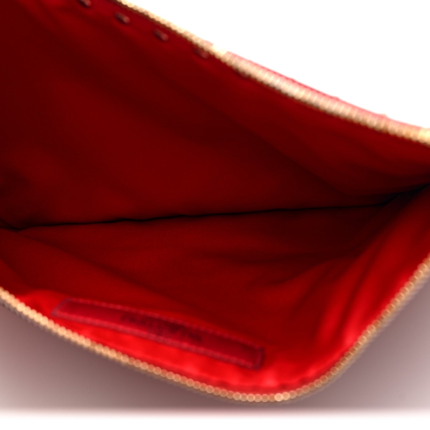 Vitello Large Rockstud Zip Pouch Red