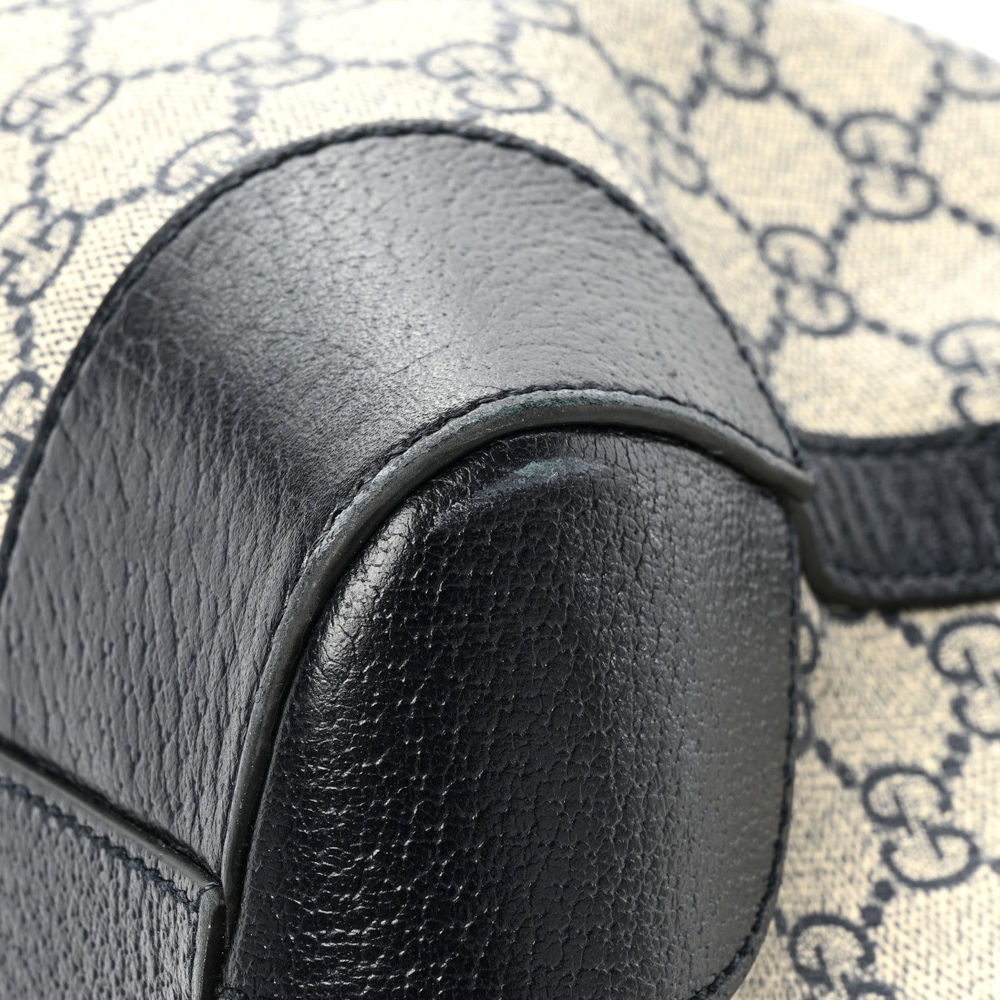 GG Supreme Monogram Textured Dollar Calfskin Web Medium Ophidia Duffle Bag Beige Blue