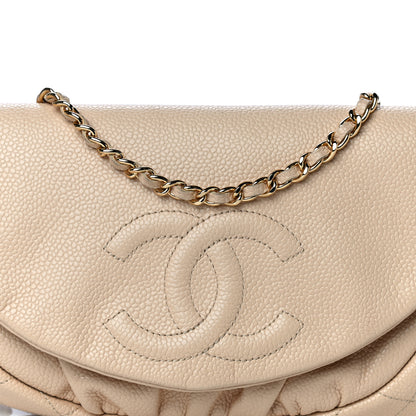 Chanel Caviar Half Moon Wallet On Chain WOC Beige 10 of 15