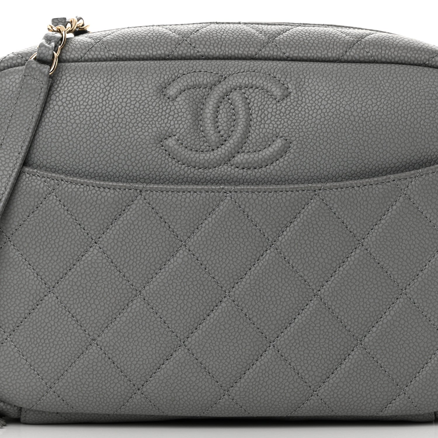 Chanel Iridescent Caviar Flat Quilted Small Coco Tassel Camera Case Grey 8 of 10