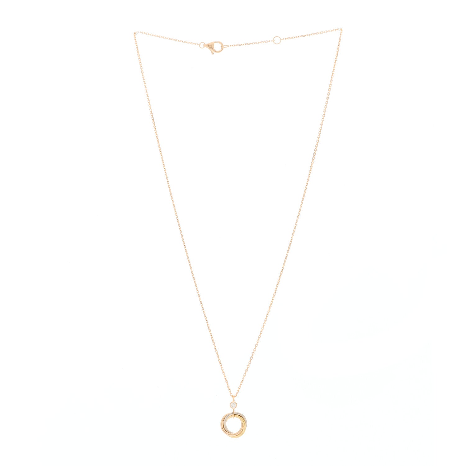 Cartier 18K Pink Yellow White Gold Diamond Trinity Pendant Necklace 2 of 5