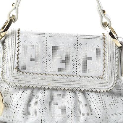 Fendi Calfskin Perforated Mini Chef Shoulder Bag White 9 of 9