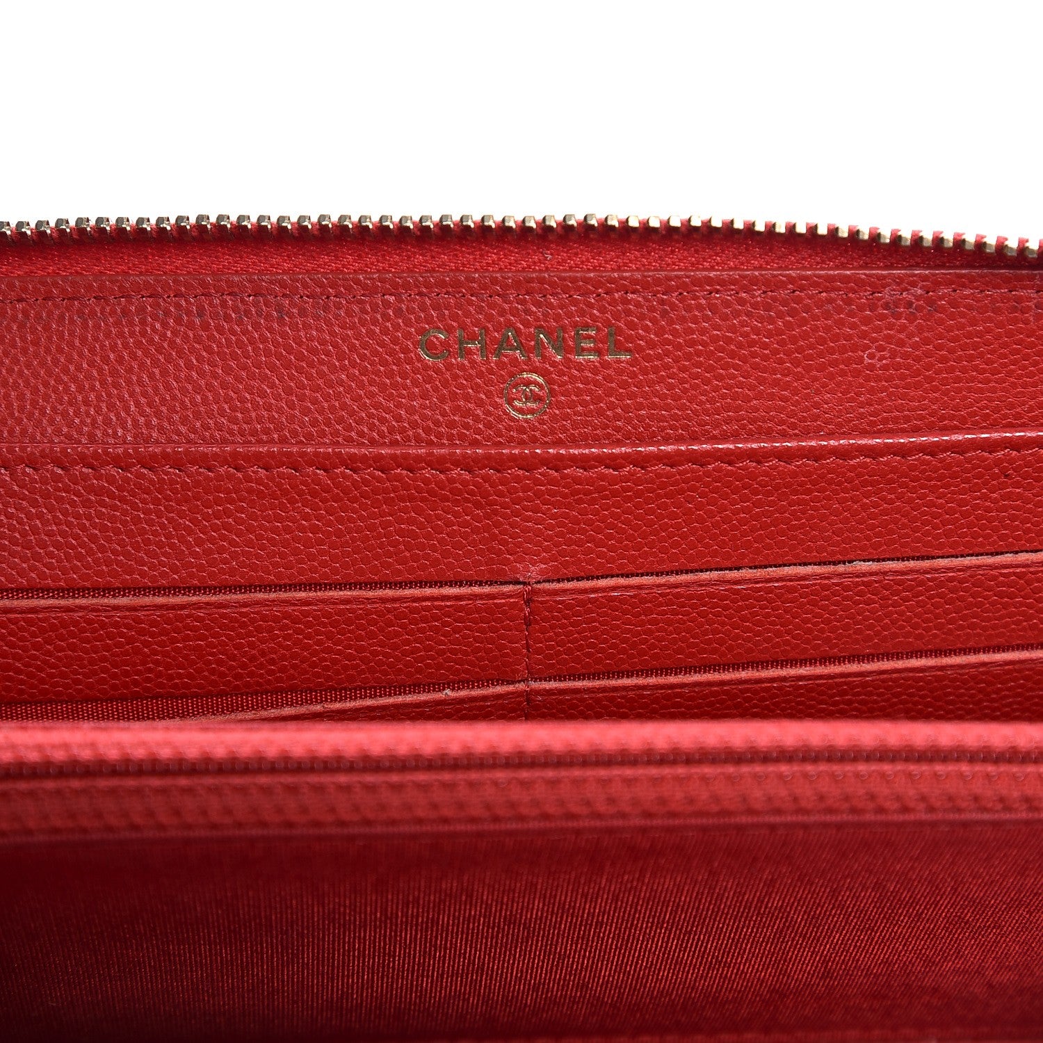 Chanel Caviar Camellia Embossed Zip Around Large Gusset Wallet Red 10 of 11
