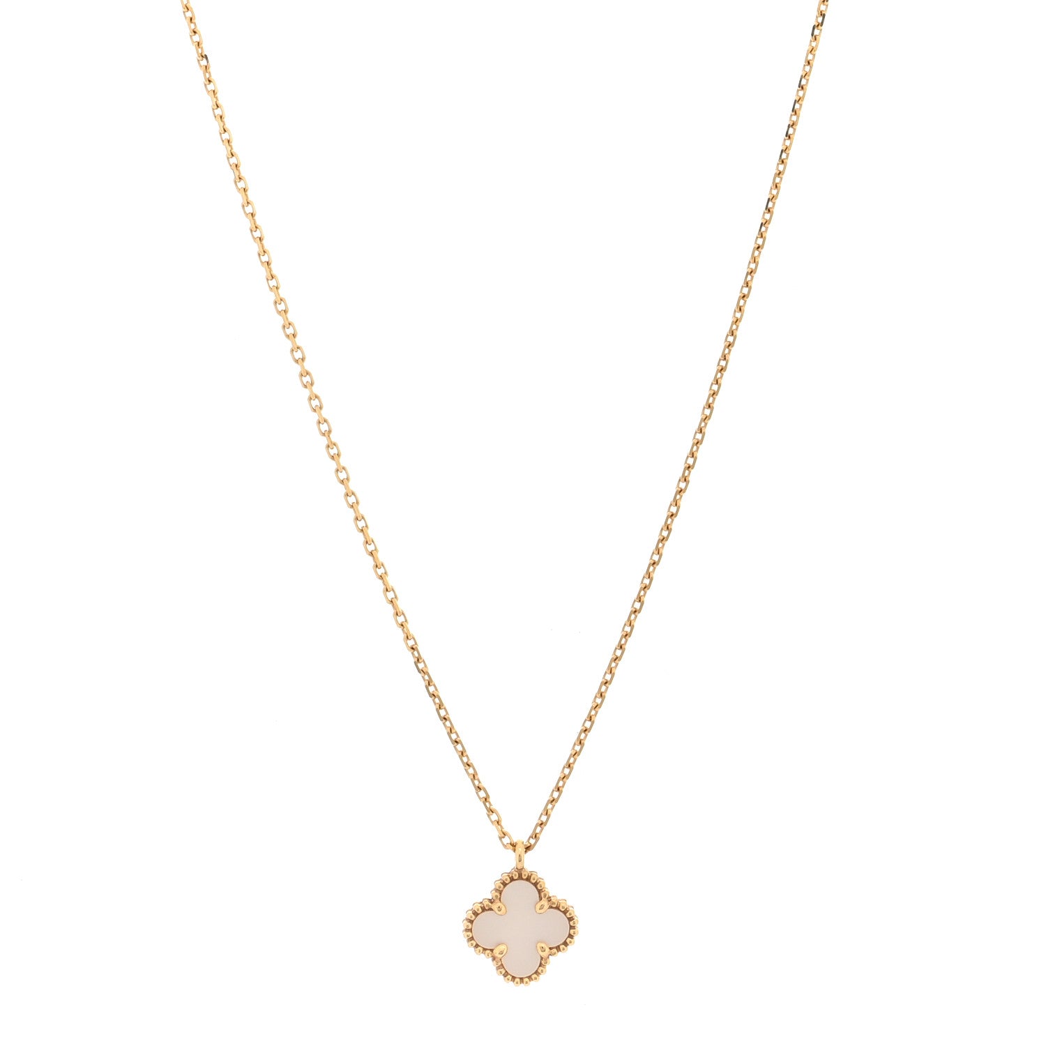 Van Cleef & Arpels 18K Yellow Gold Mother of Pearl Sweet Alhambra Pendant Necklace 1 of 5